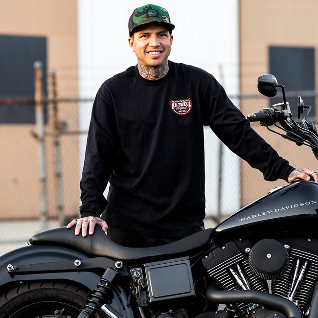 Biltwell Left turn long sleeve t-shirt black T-SHIRTS LONG SLEEVE Biltwell