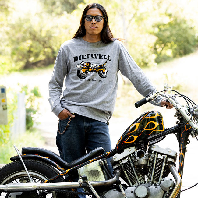 Biltwell Tiger long sleeve graphite T-SHIRTS LONG SLEEVE Biltwell
