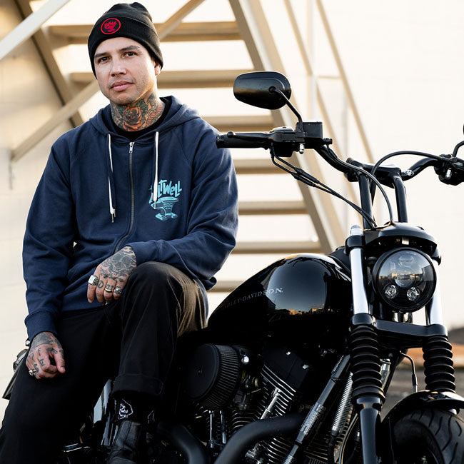 Biltwell Anvil zip hoodie blue HOODIES Biltwell