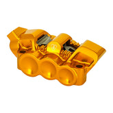 Arlen Ness, 6-p mono-block radial caliper. Left. Gold BRAKE CALIPERS Arlen Ness