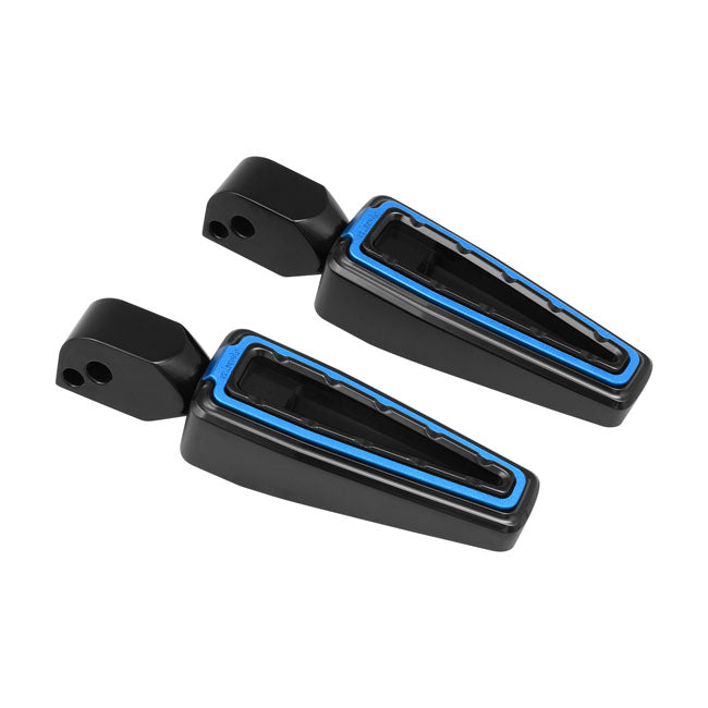 Fangster, passenger foot pegs. Black blue FOOTPEGS Fangster