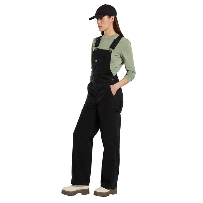 Dickies Loose canvas female bib black OVERALLS Dickies
