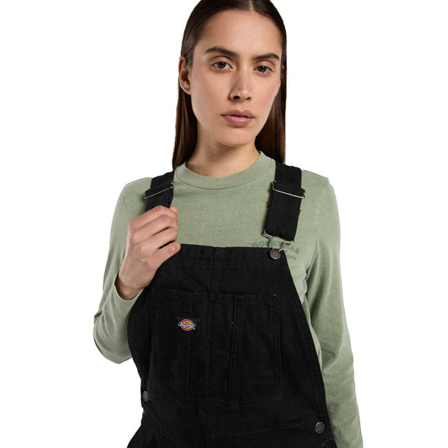 Dickies Loose canvas female bib black OVERALLS Dickies