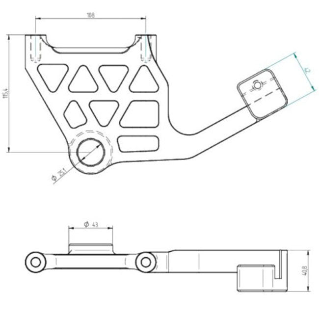 Accossato, M8 Touring rear brake caliper bracket. Black BRAKE CALIPER BRACKETS Accossato