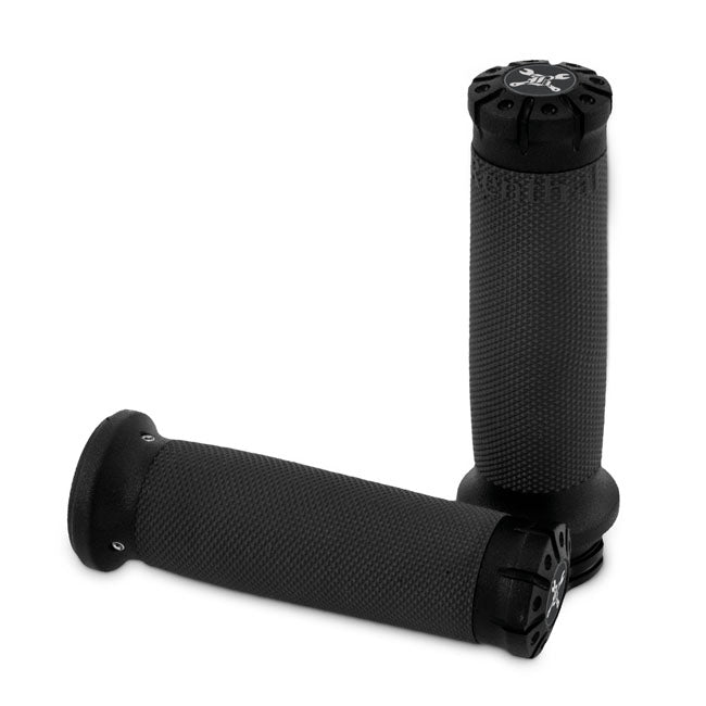 Burly, Hawk billet grip set. Black CC FOOTPEGS Burly Brand