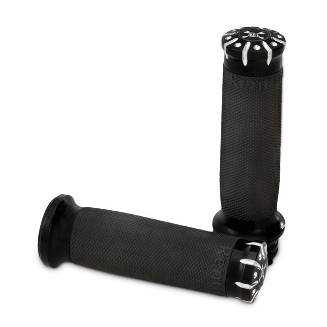 Burly, Hawk Billet grip set. Black CC stripes/dots TURN SIGNALS LED Burly Brand
