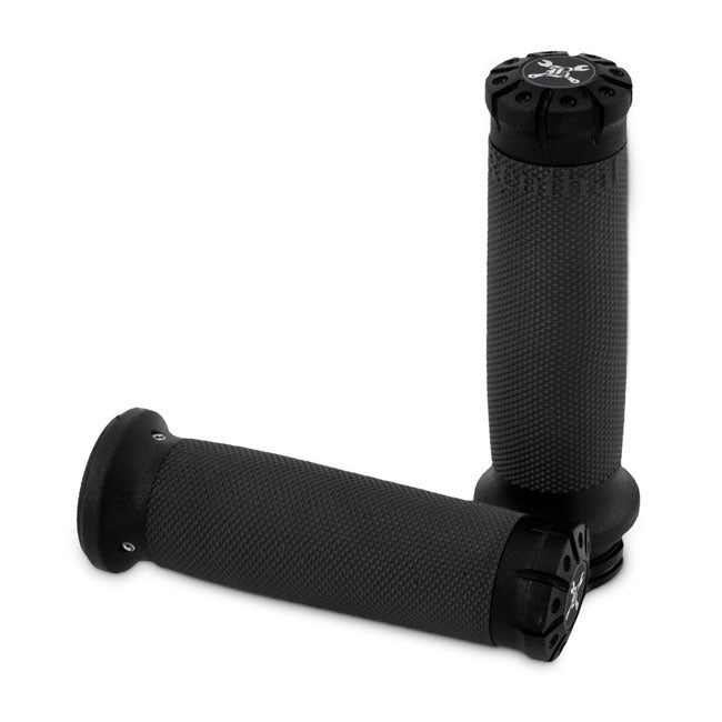 Burly, Hawk Billet grip set. Black Textured SHIFT ARMS Burly