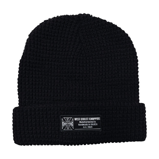 WCC Waffle Cuff beanie black BEANIES West Coast Choppers