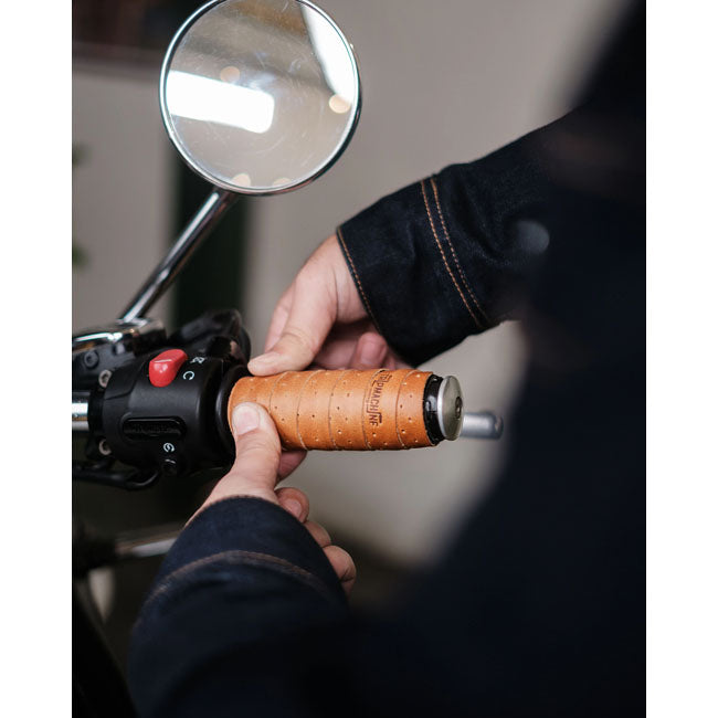 Trip Machine, handlebar grip wraps. Vintage Tan perforated GRIPS Tripmachine