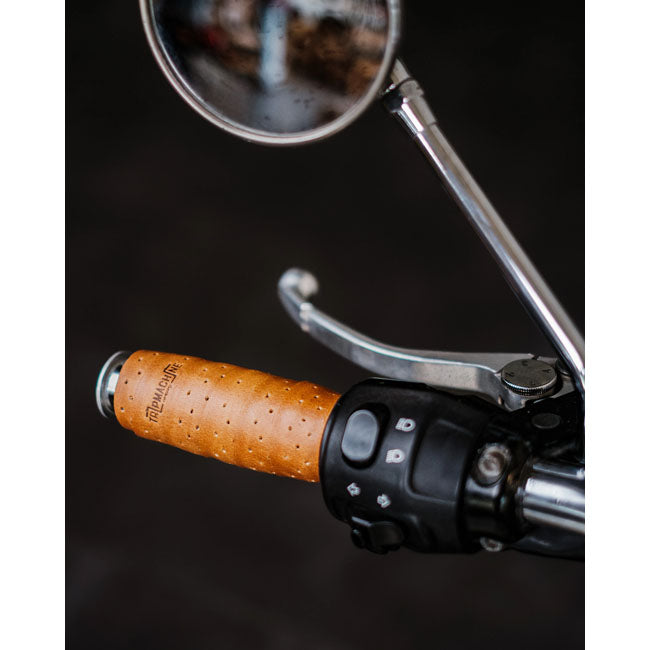 Trip Machine, handlebar grip wraps. Vintage Tan perforated GRIPS Tripmachine