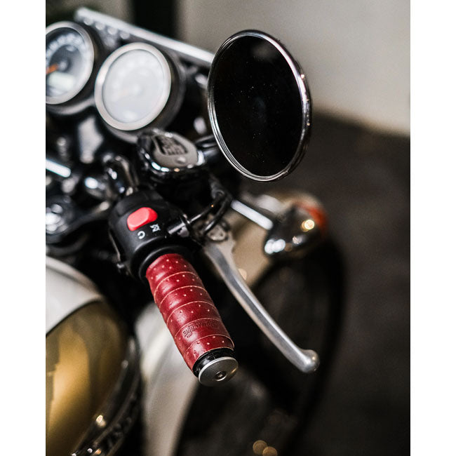 Trip Machine, handlebar grip wraps. Cherry Red perforated GRIPS Tripmachine