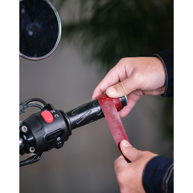Trip Machine, handlebar grip wraps. Cherry Red perforated GRIPS Tripmachine