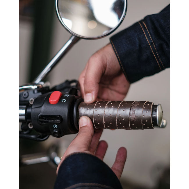 Trip Machine, handlebar grip wraps. Dark Brown Caffeine perf GRIPS Tripmachine