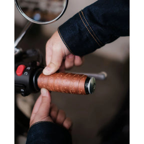 Trip Machine, handlebar grip wraps. Dark Tan Cognac perforat GRIPS Tripmachine
