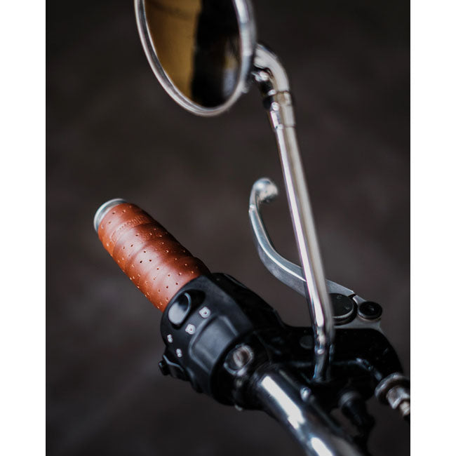 Trip Machine, handlebar grip wraps. Dark Tan Cognac perforat GRIPS Tripmachine