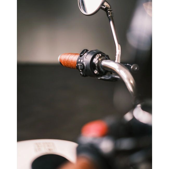 Trip Machine, handlebar grip wraps. Dark Tan Cognac perforat GRIPS Tripmachine
