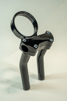 Bung King Handlebar Riser with Adjustable Gauge Mount, Wrinkle Black - 2022-2025 Low Rider S (FXLRS), 2025 Low Rider ST (FXLRST) Riser Bung King