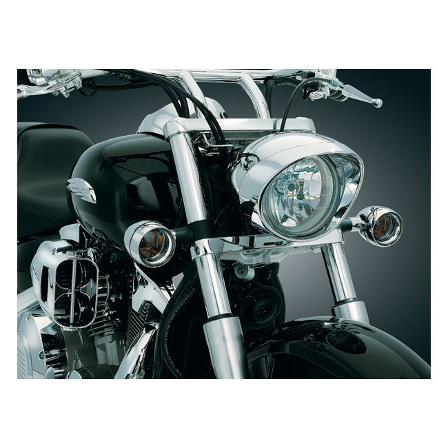 Kuryakyn, Front deep dish bezels w/smoke lenses, amber bulb TURN SIGNALS LENS AND VISOR KITS Kuryakyn