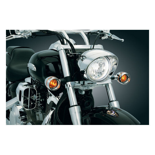 Kuryakyn, Front deep dish bezels w/smoke lenses, amber bulb TURN SIGNALS LENS AND VISOR KITS Kuryakyn