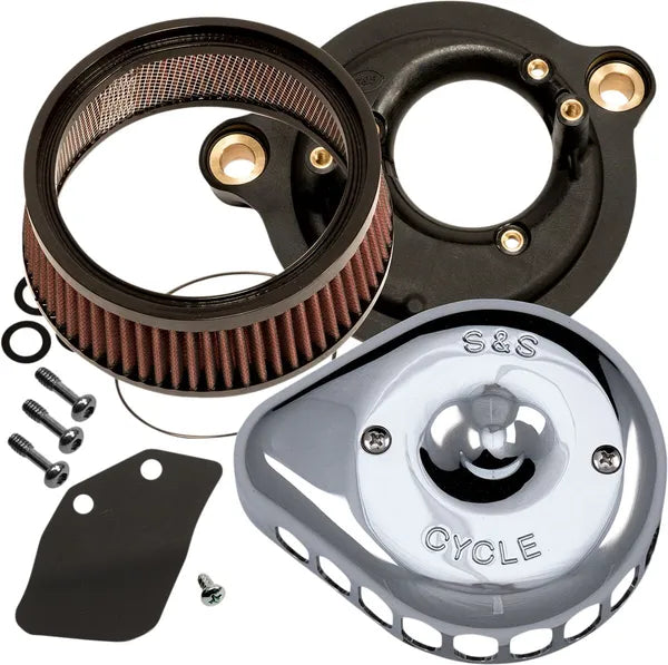 S&S Cycle Stealth Air Cleaner Kit with Chrome Mini Teardrop Cover for 2017-Up HD® M8 Models Teardrop Air Cleaner S&S Cycle