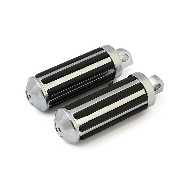 Rail foot pegs large diameter. Chrome w/rubber inlays FOOTPEGS Mcs