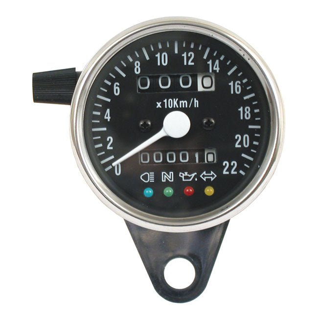 Led Mini Speedo 2:1 Kmh. Chrome With Black Face Plate Speedometers Mcs