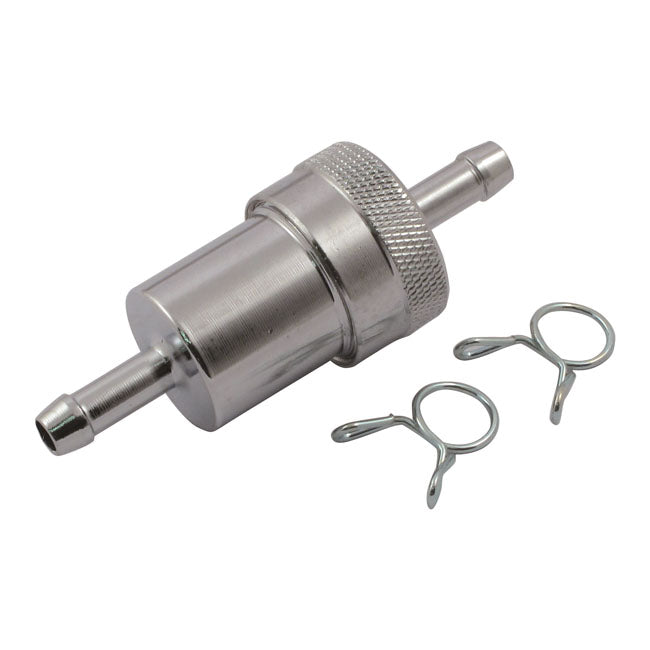 Chrome aluminum fuel filter, 5/16" FUEL FILTERS Mcs