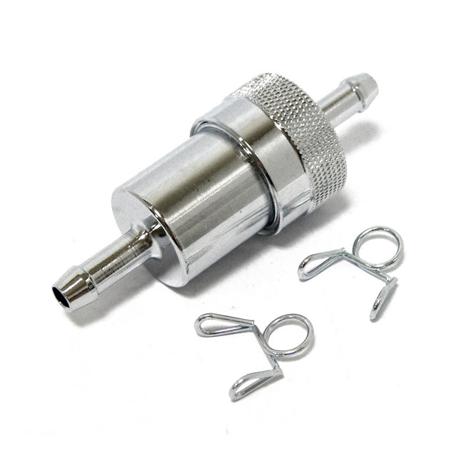 Chrome aluminum fuel filter, 1/4" Fuel Filter Mcs
