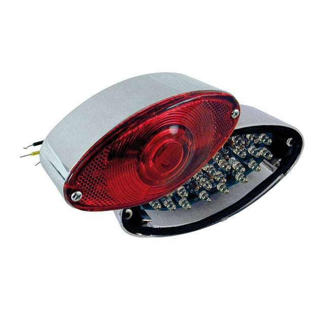 Cateye Led Taillight. Chrome. Red Lens Taillights Mcs