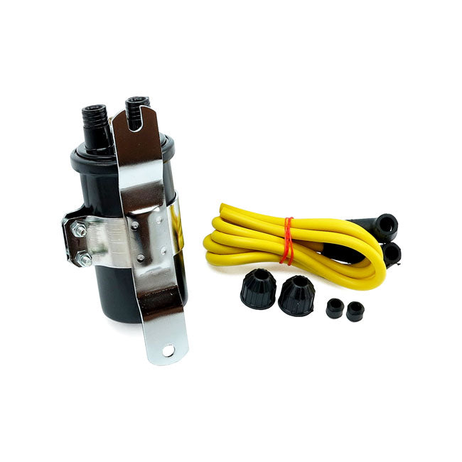 Round Custom Ignition Coil Kit, 6v. Black Coils Mcs