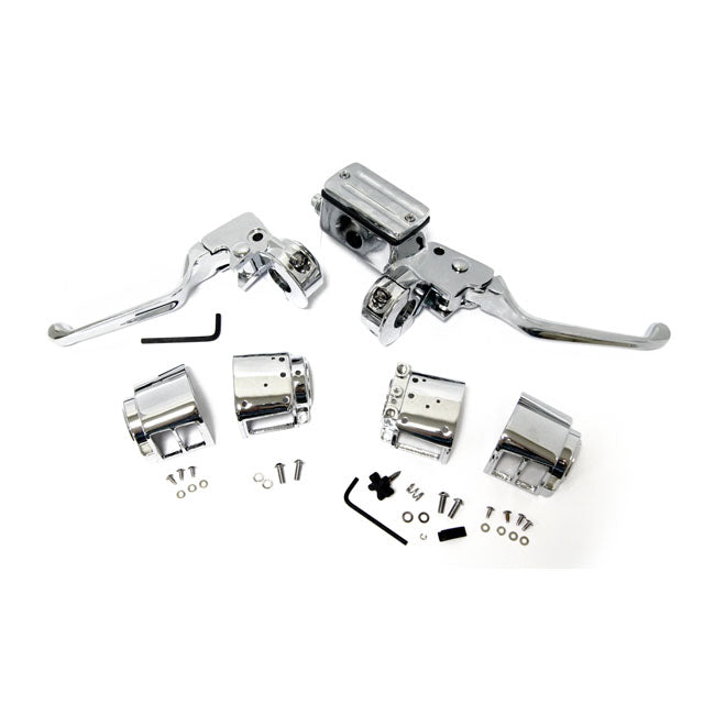 Chrome H.Bar Control Kit, 5/8" Bore Handlebar Control Kits Mcs