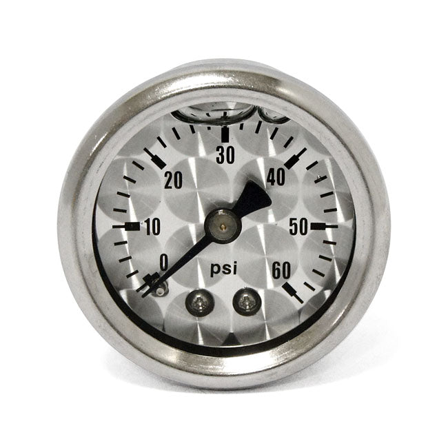 Oil Pressure Gauge, ''Engine Turned'' Face. 0 60 Psi Oil Pressure Gauges Mcs