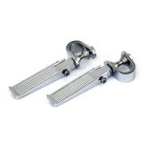 ''Ribbed'' Foot Peg Set. Clamp On. Chrome Footpegs Mcs