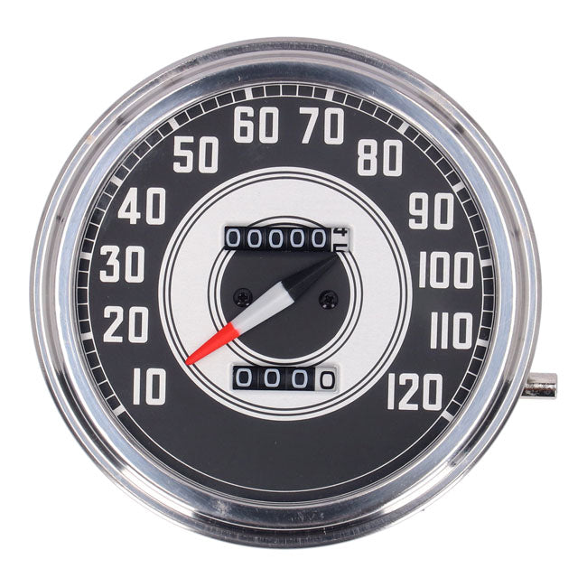 Fl Speedometer, ''41 45 Face'', Silver/Black. 2:1 Mph Speedometers Mcs