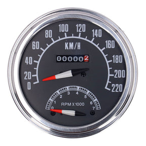 Fl Speedo/Tachometer, ''73 84 Face'', Black. 1:1 Kmh Speedometers Mcs