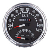 Fl Speedo/Tachometer, ''73 84 Face'', Black. 2:1 Kmh Speedometers Mcs