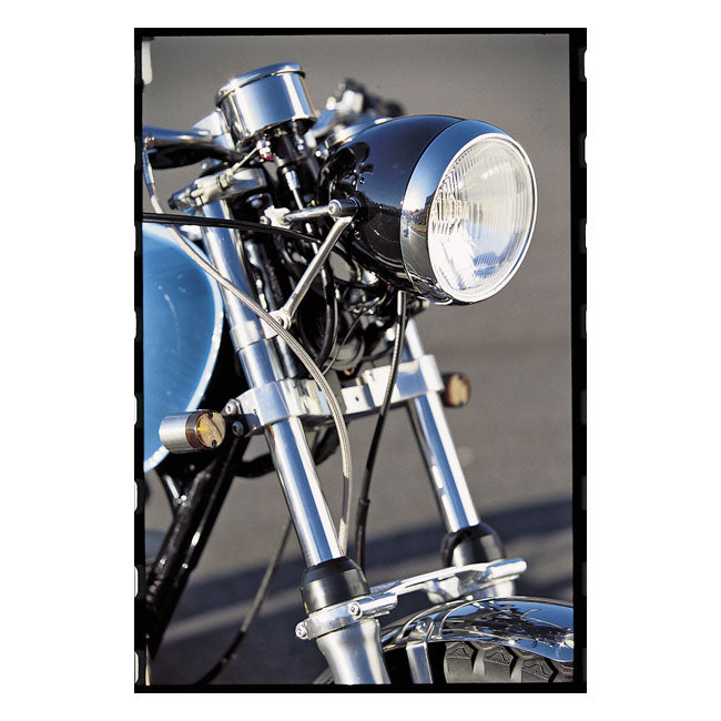 Daytona, Vintage 5-3/4" headlamp. Black with chrome ring HEADLAMPS Daytona