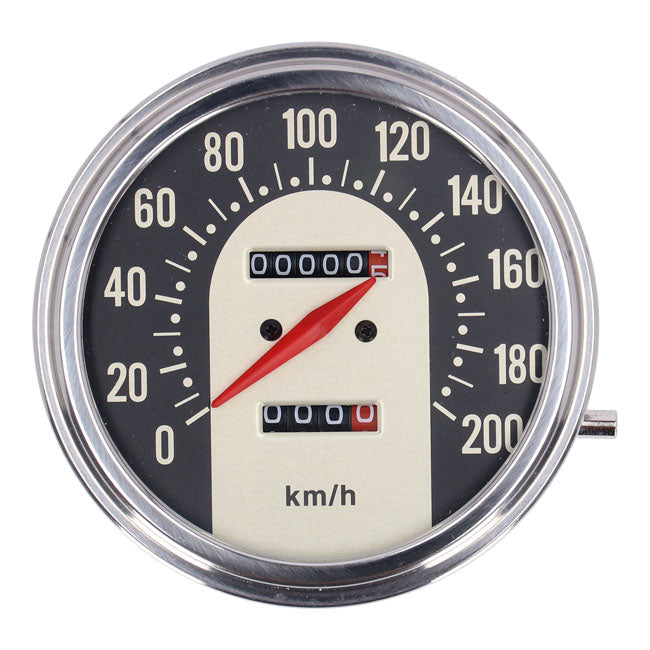 Fl Speedometer, ''62 67 Electra Face'', Black/Gold. 1:1 Kmh Speedometers Mcs