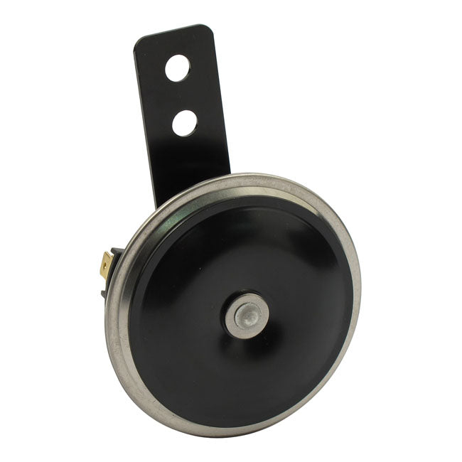 Custom Disc Horn. Round 72mm. Low Tone. Chrome / Black Horns Mcs