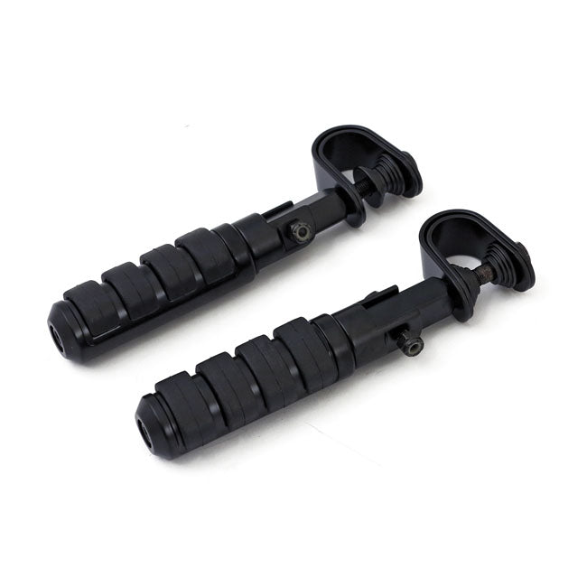 Comfort Foot Peg Set. Clamp On. Black Footpegs Mcs