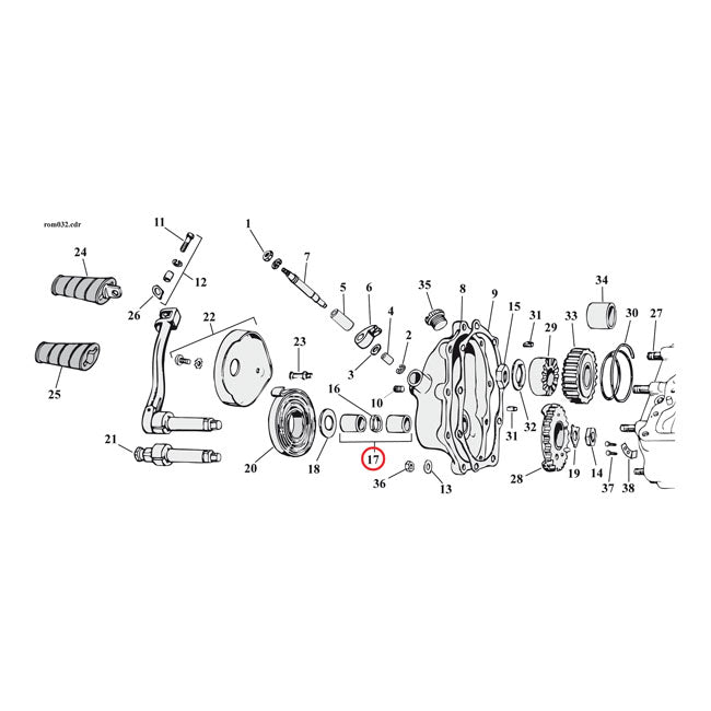 JIMS, kickstart shaft bushing and O-ring kit. +.005" OD KICKSTART PARTS Jims