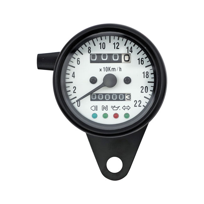 Led Mini Speedo 2:1 Kmh. Black With White Face Plate Speedometers Mcs
