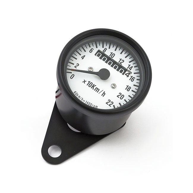 Mini Speedometer, 2:1 K Hm Black With White Face Plate Speedometers Mcs