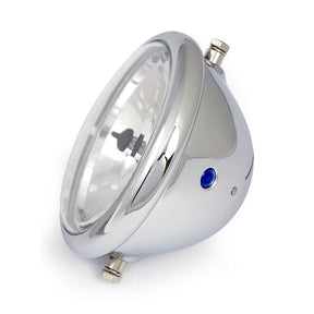 Bates Style 5 3/4" H4 Headlamp. Side Mount. Chrome Headlamps Mcs