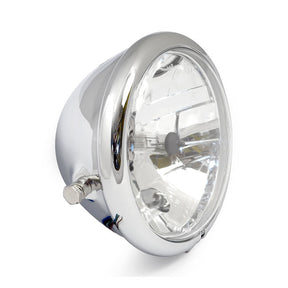 Bates Style 5 3/4" H4 Headlamp. Side Mount. Chrome Headlamps Mcs