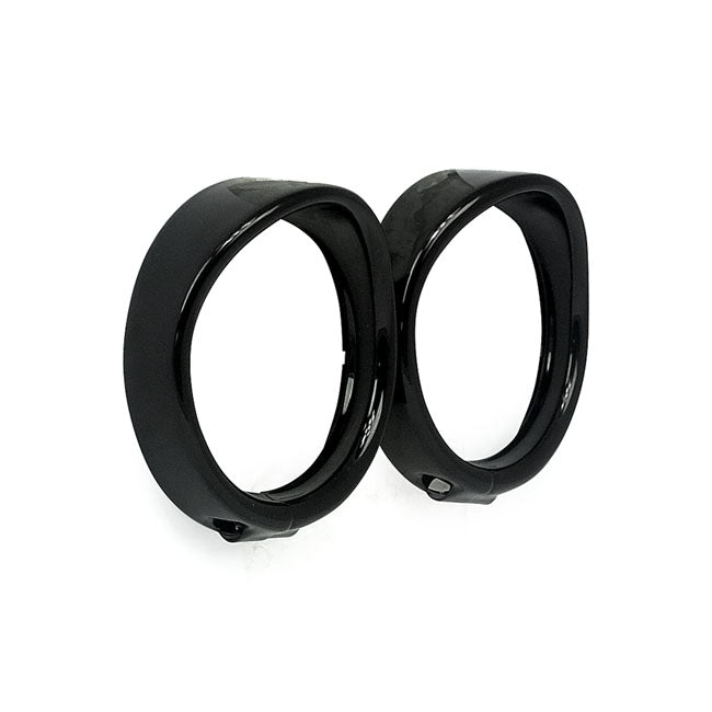 Recessed Trim Rings With Visor. Turn Signals. Gloss Black Headlamp Trim Rings Mcs