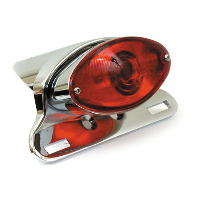 Cateye taillight. Die-cast housing w/bracket. Chrome TAILLIGHTS Mcs