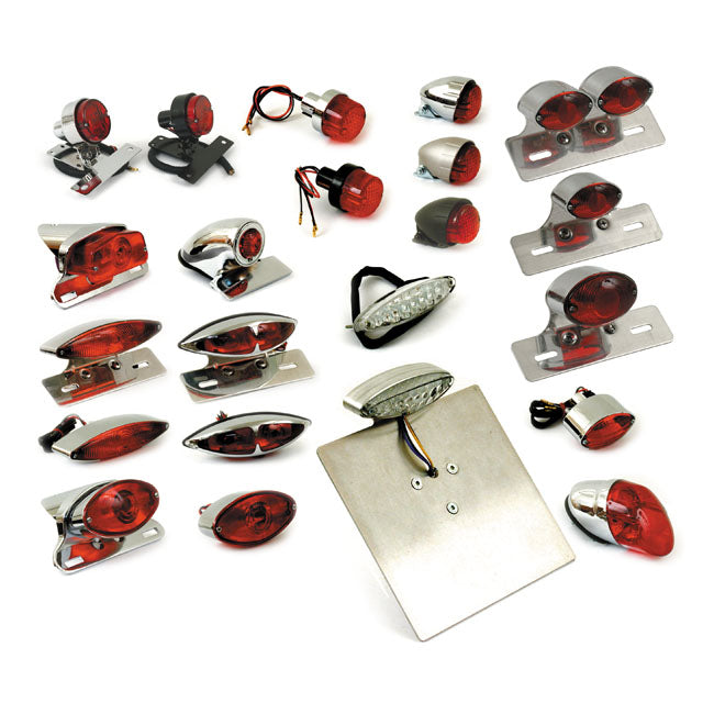 Lucas Taillight Assembly. With Bracket. Chrome Taillights Mcs