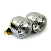 Dual 4" H4 Headlamp Assembly. Chrome Headlamps Mcs