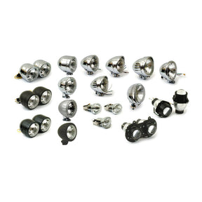Dual 4" H4 Headlamp Assembly. Chrome Headlamps Mcs
